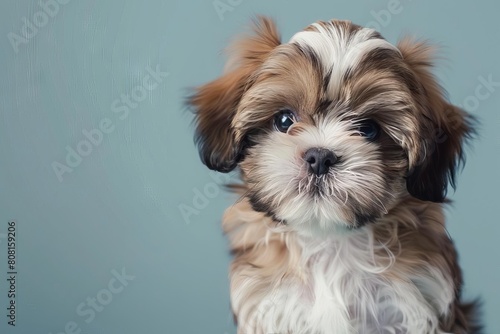 adorable shih tzu puppy closeup portrait pet photography studio shot