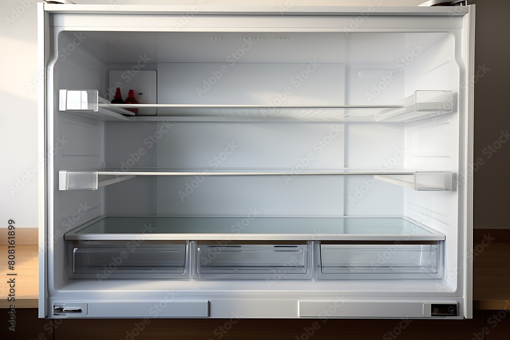 Empty refrigerator. 3d rendering. Mock up. Empty refrigerator. 3d rendering. Mock up.