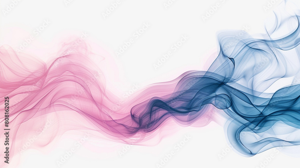 Deep matte pink and soft smokey blue waves, blending for a charming and dreamy abstract on a solid white background. Deep matte pink and soft smokey blue waves, blending for a charming and dreamy abstract on a solid white background.