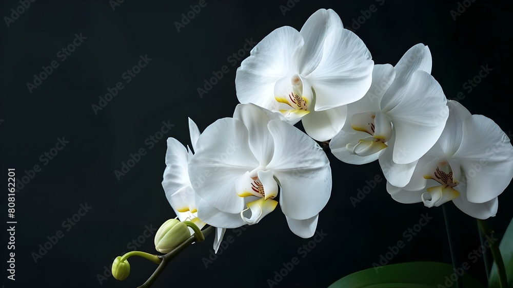 Obraz premium Stunning K Close-Up of a White Orchid in Full Bloom. Concept Close-Up Photography, White Orchid, Full Bloom, Stunning Details, Elegant Aesthetic