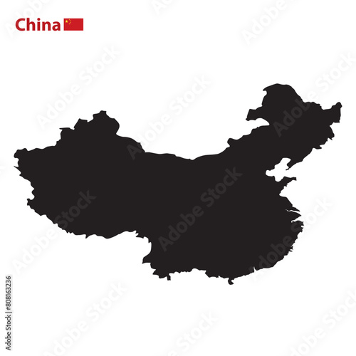 3D map of China. Isometric map of china with flag in 3d render