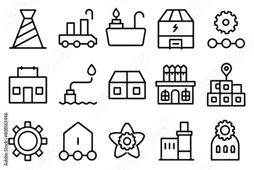 Factory related simple line icons