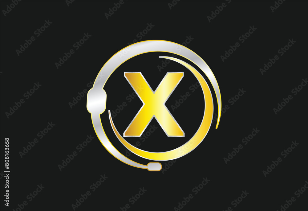 Headphones green Triangle Node Vector with latter X Headphones green Triangle Node Vector with latter X