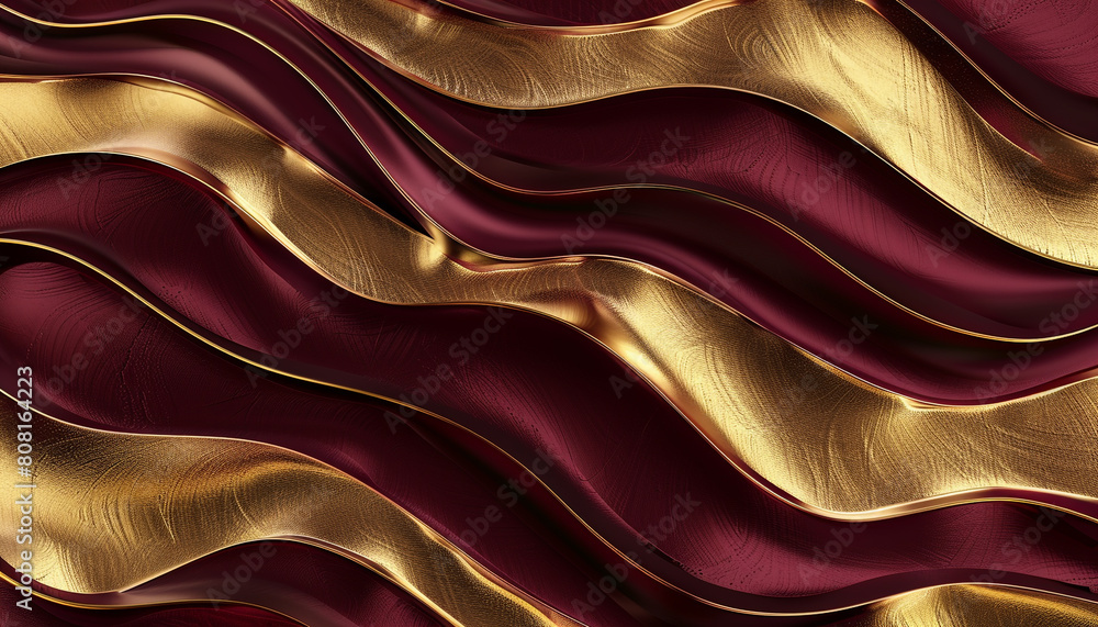 A luxurious blend of deep burgundy and shimmering gold waves, creating an opulent visual that suggests the splendor of a baroque palace.