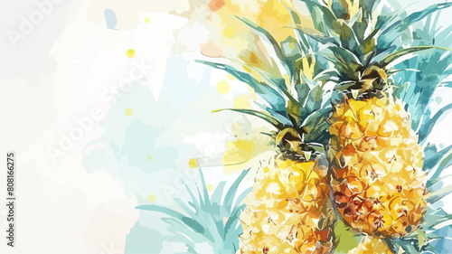 Ananas Pflanze Sommerlich Pineapple Frisch Vitamine Frucht Wasserfarben Aquarell Vektor