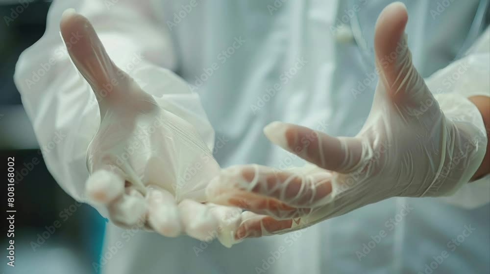 The hands of a healthcare worker, clad in white gloves, are poised to offer meticulous and sterile assistance. The hands of a healthcare worker, clad in white gloves, are poised to offer meticulous and sterile assistance.