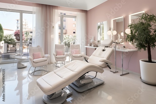 Interior of a modern beauty salon. 3d rendering mock up