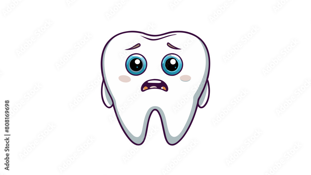 Unhappy Molar: Vector Illustration of Sad Tooth - transparent background, dental health awareness campaigns, educational materials Unhappy Molar: Vector Illustration of Sad Tooth - transparent background, dental health awareness campaigns, educational materials