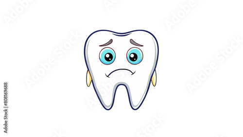 Unhappy Molar: Vector Illustration of Sad Tooth - transparent background, dental health awareness campaigns, educational materials