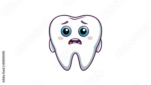 Unhappy Molar: Vector Illustration of Sad Tooth - transparent background, dental health awareness campaigns, educational materials