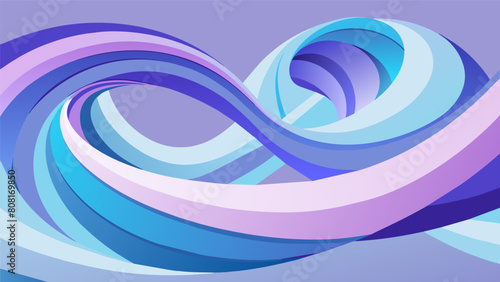 A digital image of swirling ribbons of pale blue and lavender curling and weaving together to create a sense of undulation and flow symbolizing the.