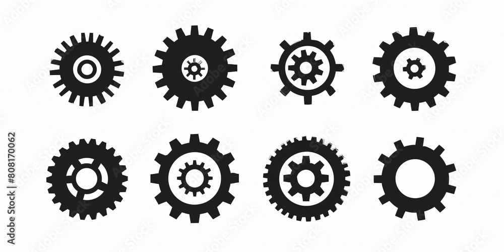 Set of gear icons. Cogwheel and gear mechanism. Vector illustration