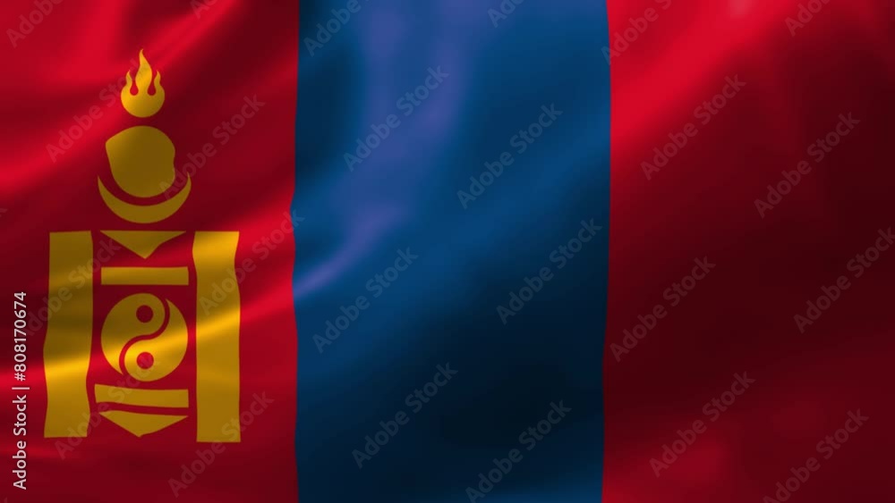 Realistic HD flag of the Mongolia waving in the wind. Close up of Mongolia Flag Slow Waving with visible. flag background texture with vibrant colors and fabric background Realistic HD flag of the Mongolia waving in the wind. Close up of Mongolia Flag Slow Waving with visible. flag background texture with vibrant colors and fabric background