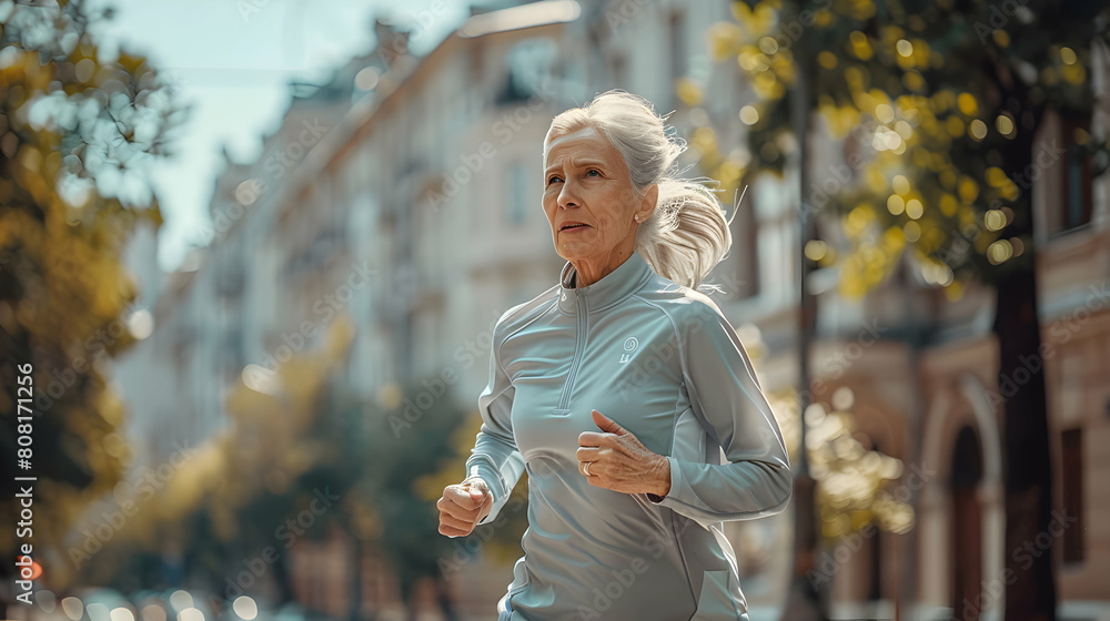 a senior woman outdoor for cardio a senior woman outdoor for cardio