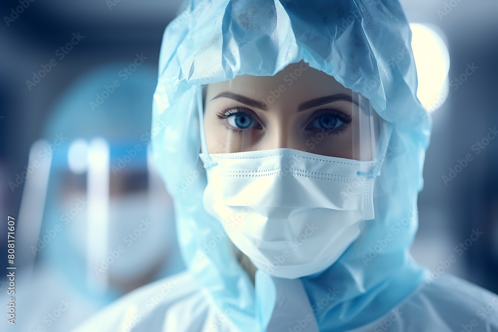 Portrait of a female surgeon at work in the operating room. Portrait of a female surgeon at work in the operating room.