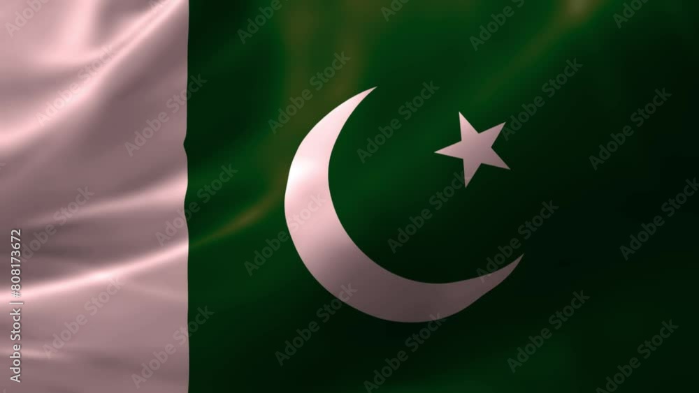Realistic HD flag of the Pakistan waving in the wind. Close up of Pakistan Flag Slow Waving with visible. flag background texture with vibrant colors and fabric background Realistic HD flag of the Pakistan waving in the wind. Close up of Pakistan Flag Slow Waving with visible. flag background texture with vibrant colors and fabric background