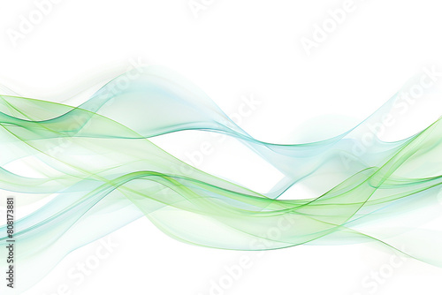 Fresh spring green and pale blue tiddle waves  evoking the feel of a gentle breeze  presented on a solid white background.
