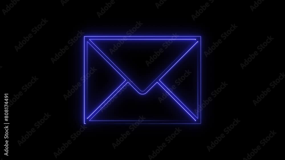Neon message icon animation. Neon message, envelope shapes. Email, contact and communication concept . Neon message icon animation. Neon message, envelope shapes. Email, contact and communication concept .