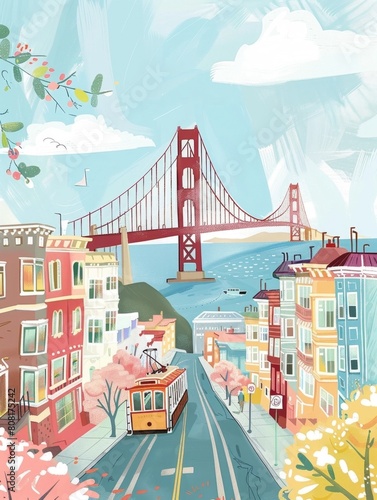 Charming Pastel Colored of San Francisco City Skyline photo