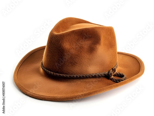 Brown Suede Cowboy Hat on Clean White Background