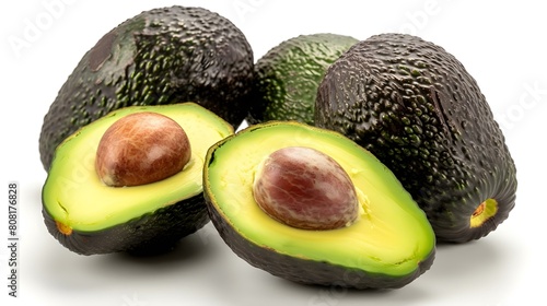 Close up of fresh Avocados on a white Background