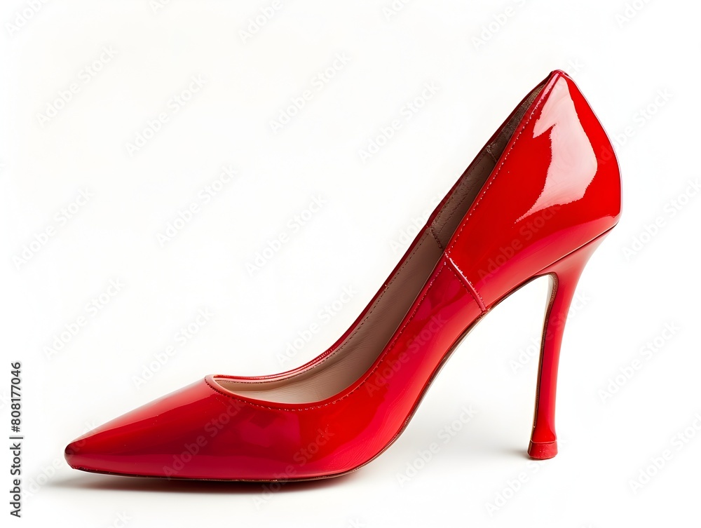 Vibrant Red High Heel Shoe on Pristine White Background Showcasing Minimalist Elegance and Sophisticated Fashion Design Vibrant Red High Heel Shoe on Pristine White Background Showcasing Minimalist Elegance and Sophisticated Fashion Design