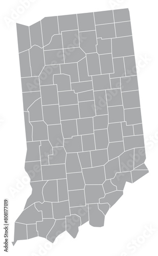 Map of the US states with districts. Map of the U.S. state of Indiana photo