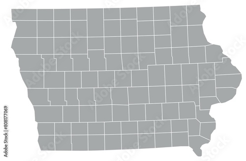 Map of the US states with districts. Map of the U.S. state of Iowa