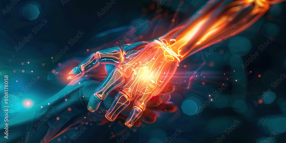 Arthritis: The Joint Pain and Stiffness of Inflammation - Visualize a scene where a person experiences joint pain and stiffness due to inflammation, a common symptom of arthritis Arthritis: The Joint Pain and Stiffness of Inflammation - Visualize a scene where a person experiences joint pain and stiffness due to inflammation, a common symptom of arthritis