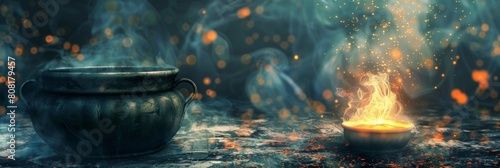 Dangerous 3D Witchs Cauldron A Digital Art Wallpaper Brimming with Mystical Potions