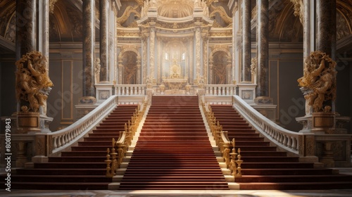 Grand processional stairs of a Roman temple for ceremonies photo
