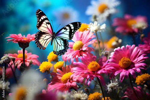 Butterfly and Floral Beauty A close-up Generative AI,