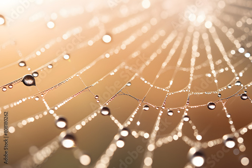Close-up of a spiderweb with glistening raindro   Generative AI 