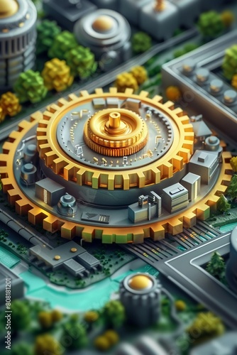 Golden gears and circuits interwoven with economic symbols   Depicting the integration of technology and data analysis in modern economics