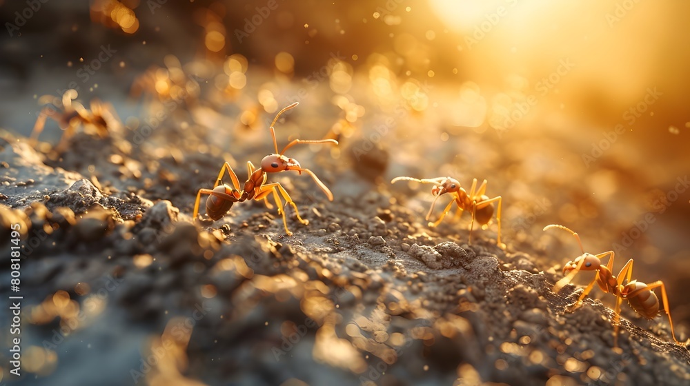 Tiny Ant Exploring Textured Ground in Warm Sunlight Tiny Ant Exploring Textured Ground in Warm Sunlight