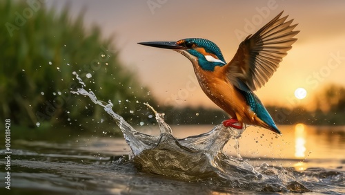   Kingfisher and fish in the water. A Kingfisher catching a fish in the water. © mars58