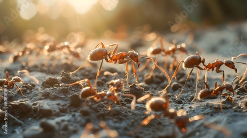 Industrious Ants Foraging in the Warm Sunlit Soil © Maow