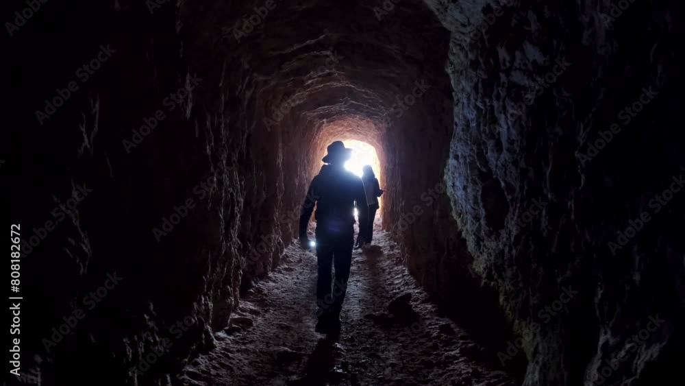 Explorer in the Ses Coves Blanques cave, Mallorca Explorer in the Ses Coves Blanques cave, Mallorca