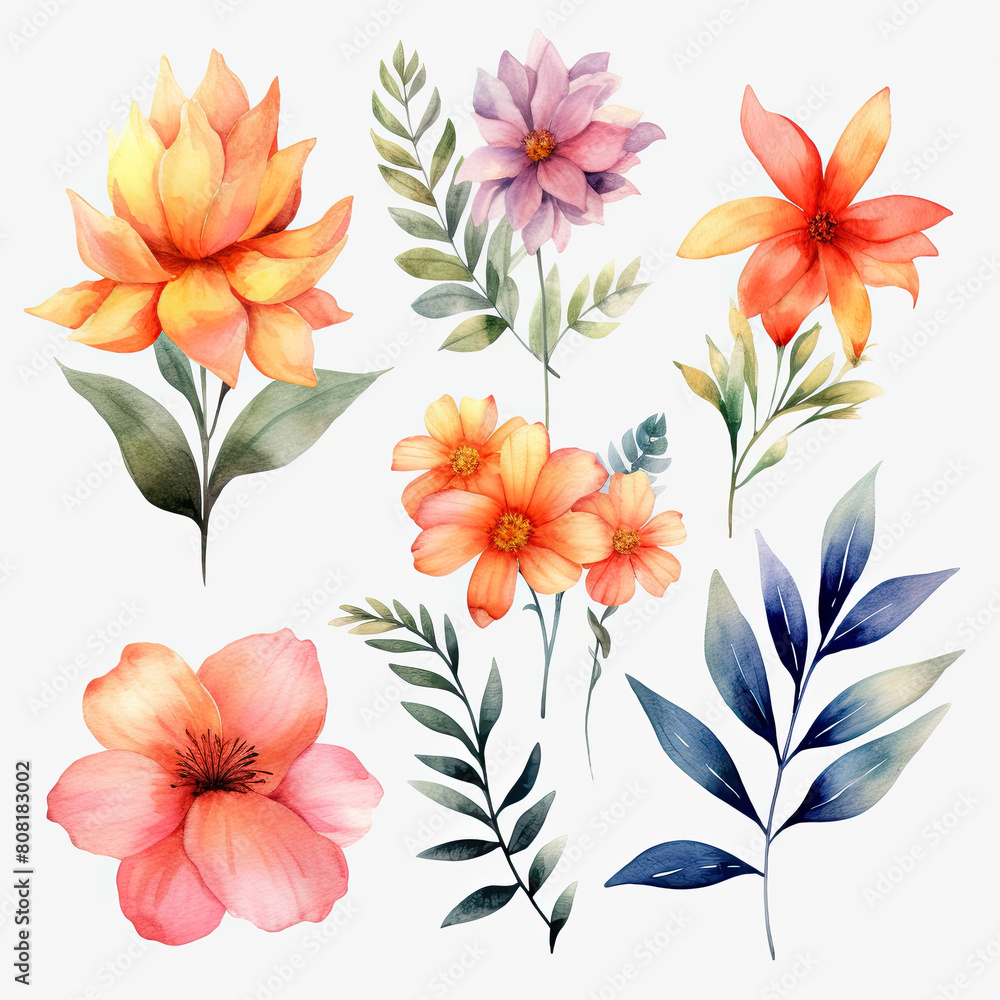Floral Bouquet Pattern: A seamless vector illustration featuring a beautiful array of pink flowers and leaves, perfect for summer-themed designs