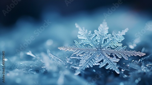 Vector art illustration of snowflake on blue background © Ali