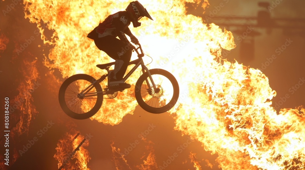 Flaming BMX Biking A Daring Display of Fearlessness and Fire