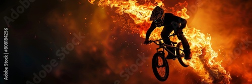 Flaming BMX Biking An Edgy Display of Daring and Velocity photo