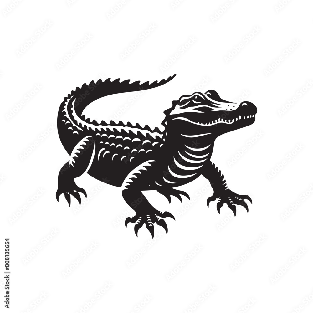 Fototapeta premium Alligator silhouette for versatile projects - reptile silhouette - alligator illustration - minimalistic alligator vector 
