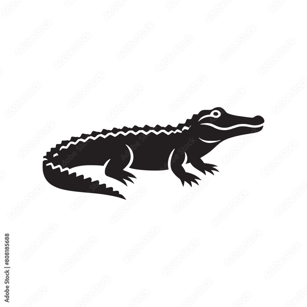 Naklejka premium Alligator silhouette in an elegant design - reptile silhouette - alligator illustration - minimalistic alligator vector 