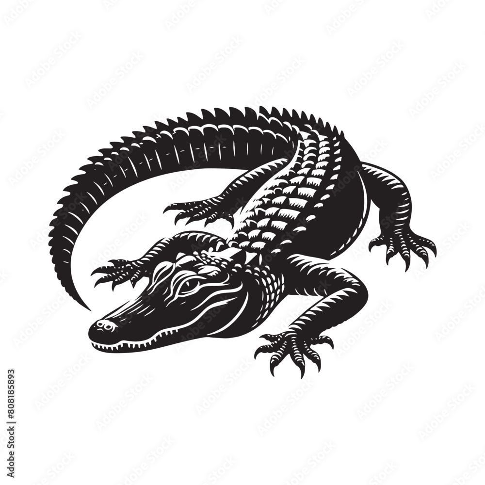 Fototapeta premium Alligator silhouette for various creative projects - reptile silhouette 
