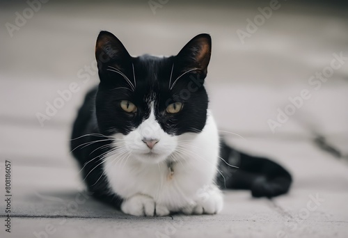 A view of a Black and White Cat