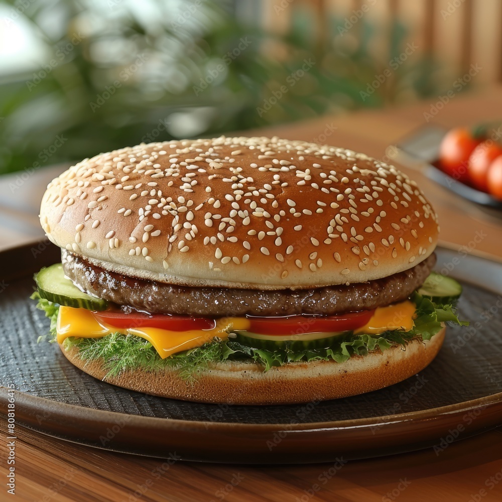 Delicious hamburger with greens Delicious hamburger with greens