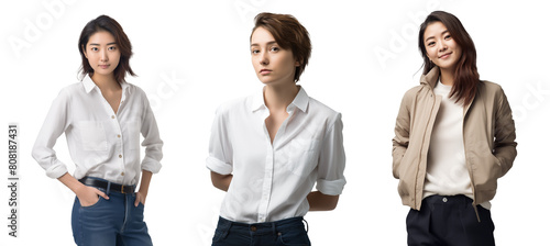 Professional women in casual office wear isolated on transparent background