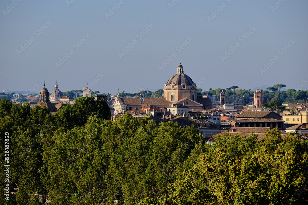 Panorama of Rome from the Aventine Hill, Church of il Gesu, Roome, Italy