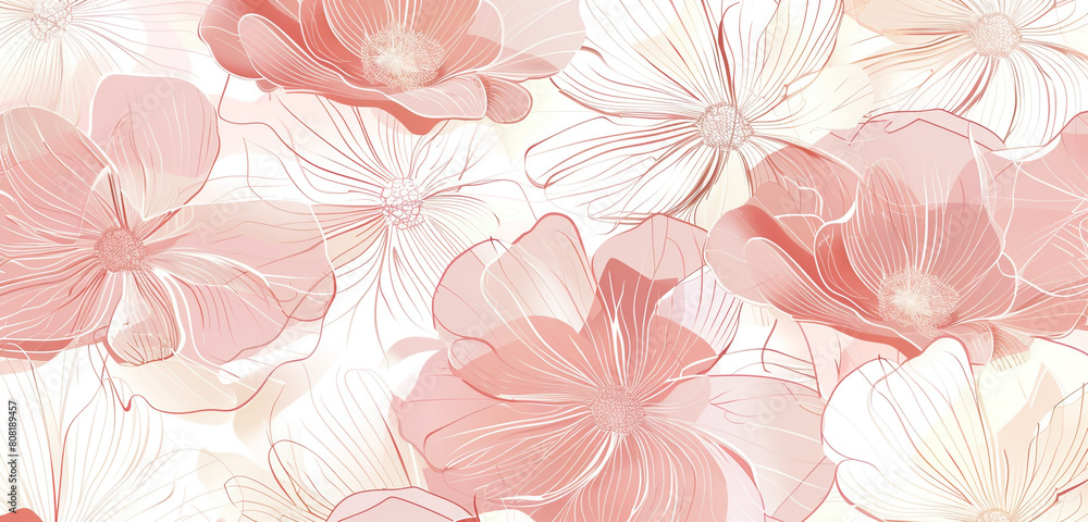 Soothing vibe from an abstract floral design in soft pink and white. Soothing vibe from an abstract floral design in soft pink and white.